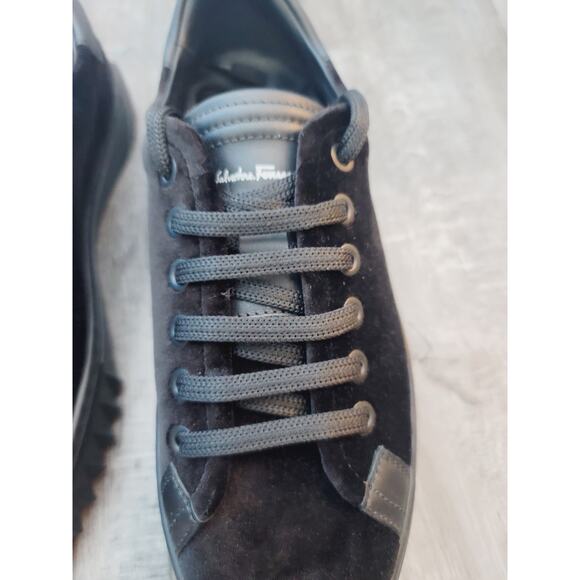 NEW Salvatore Ferragamo Black Velvet Sneakers - Size 6.5 - Picture 9 of 12